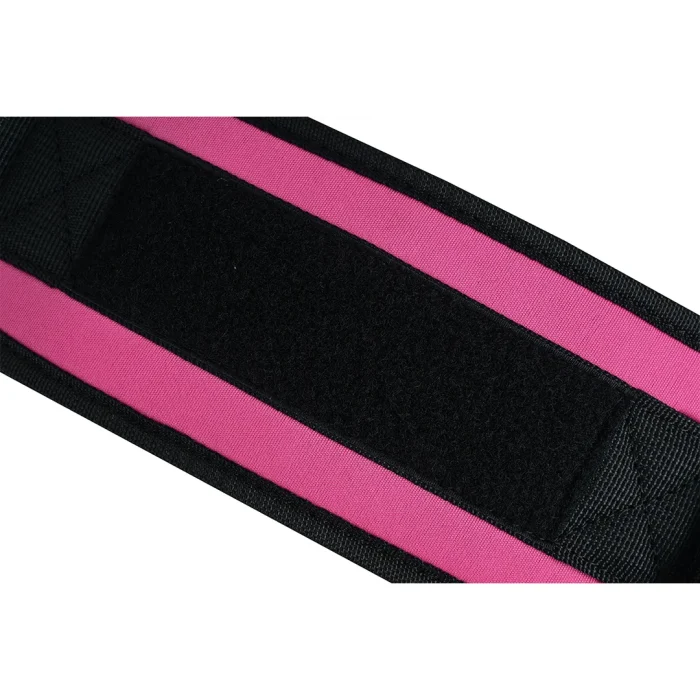 detailed view of pink weightlifting ankle straps