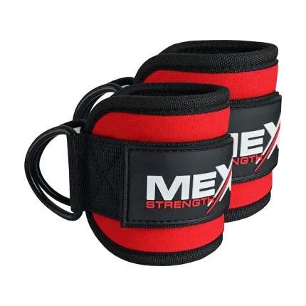 Mex Strength red performance ankle straps for weightlifting