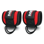 Red compression straps for weightlifting ankles