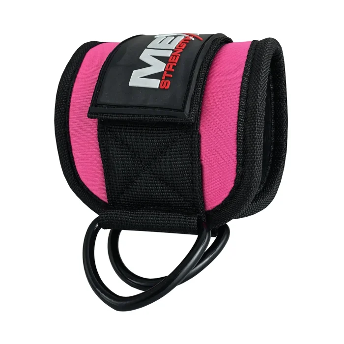 Pink compression straps for weightlifting ankles