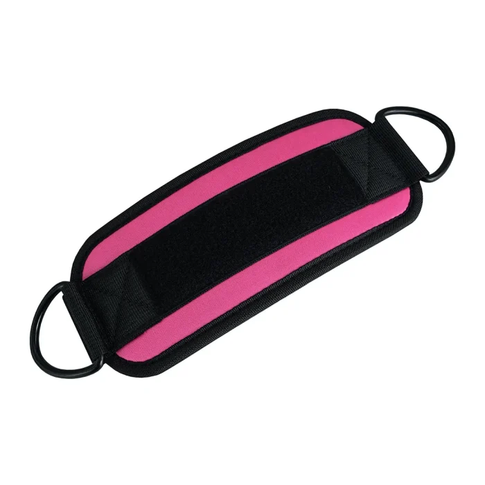 backside of ankle support straps for weightlifting in pink