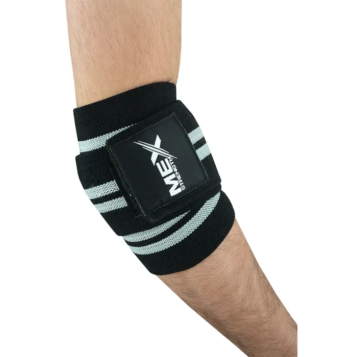 Grey performance elbow wraps for weightlifting