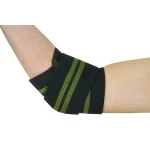 Green compression wraps for weightlifting elbows