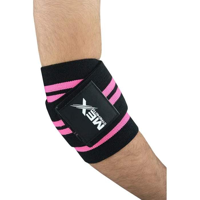 Weightlifting elbow wraps with pink color