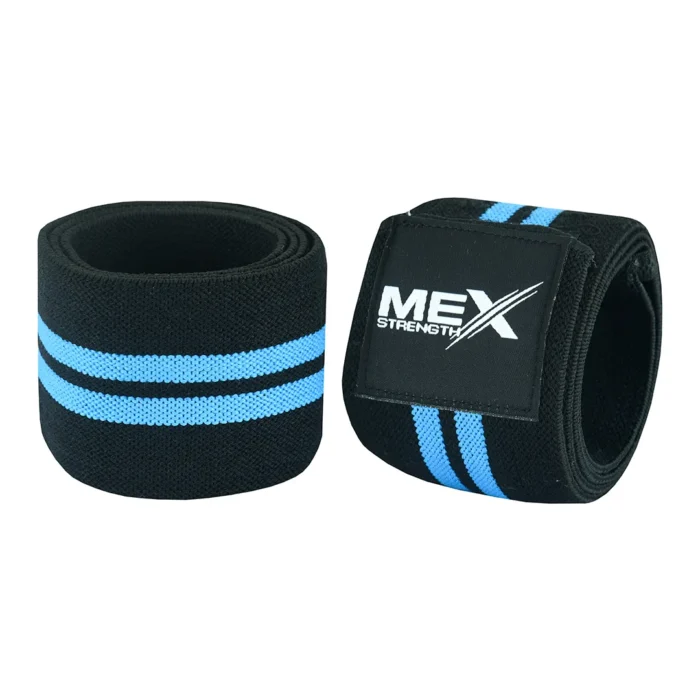 Sky blue weightlifting elbow wraps