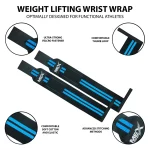 Infographics of weightlifting wrist wraps with sky blue color