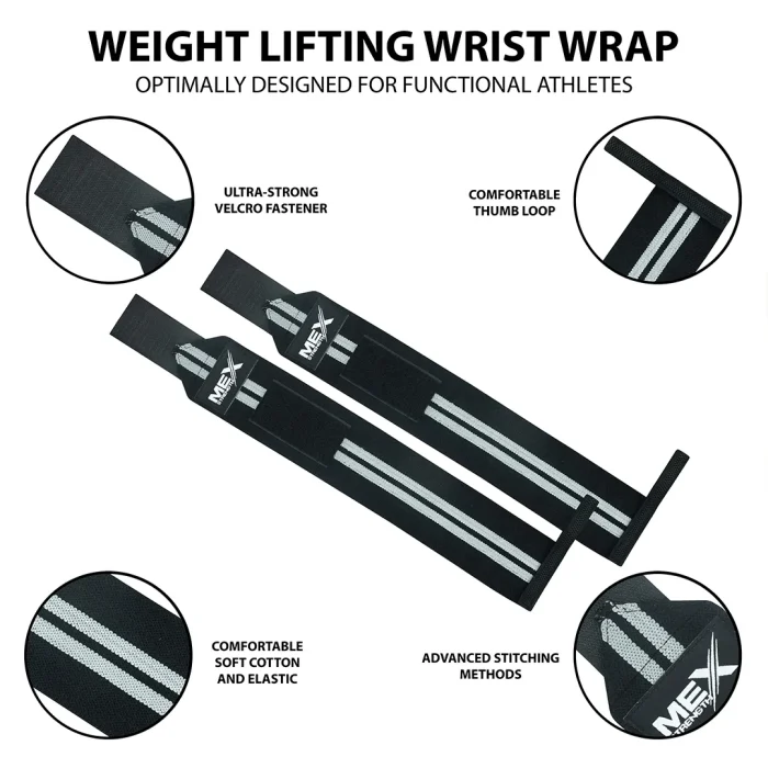 Infographics of weightlifting wrist wraps with grey color