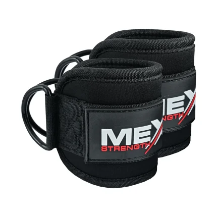Mex Strength black ankle straps for improved weightlifting sessions