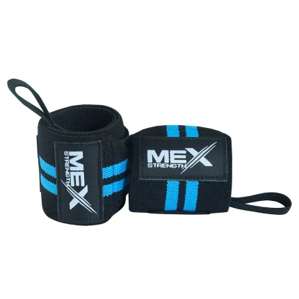 Wrist support wraps for weightlifting in sky blue