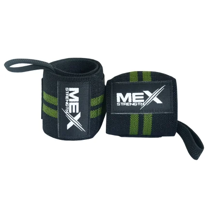 Mex Strength wrist support wraps for weightlifting in green