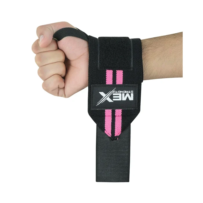 Wrist support wraps for weightlifting in pink