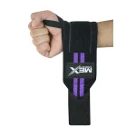 Wrist support wraps for weightlifting in purple