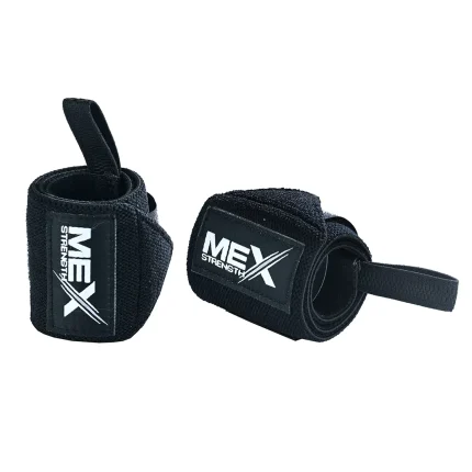 Black performance wrist wraps for weightlifting