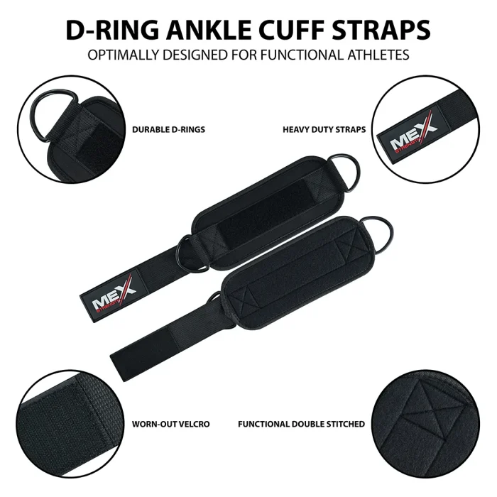 infographics of ankle support straps for weightlifting in black