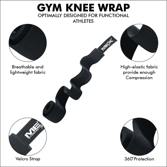 Infographics of weightlifting knee wraps with black color
