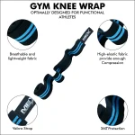 Infographics of weightlifting knee wraps with sky blue color