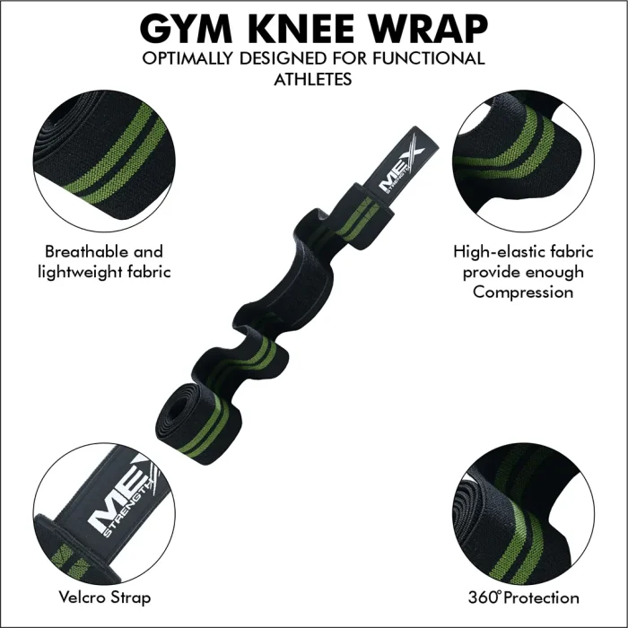 Infographics of weightlifting knee wraps with green color
