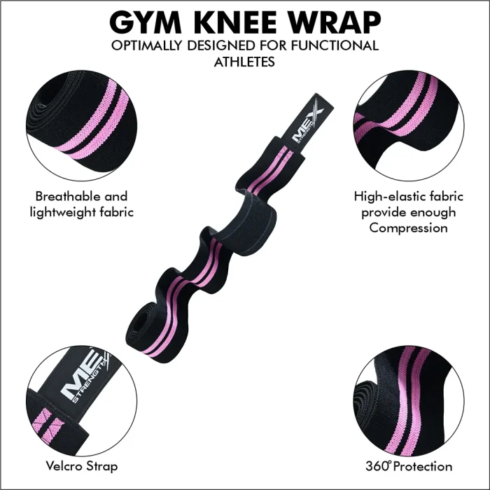 Infographics of weightlifting knee wraps with pink color