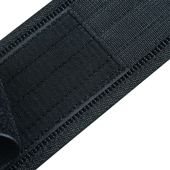 detailed view of black weightlifting belt with convenient quick release mechanism