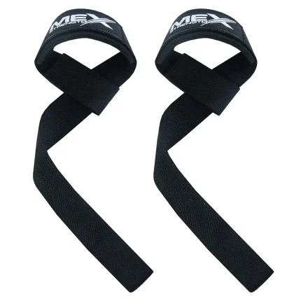 Black performance straps for weightlifting