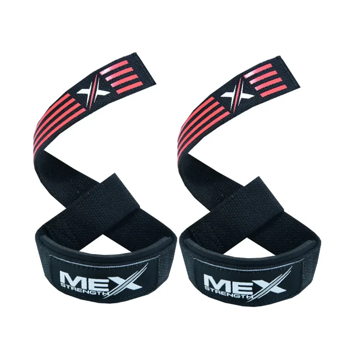Weightlifting straps with durable red silicone material