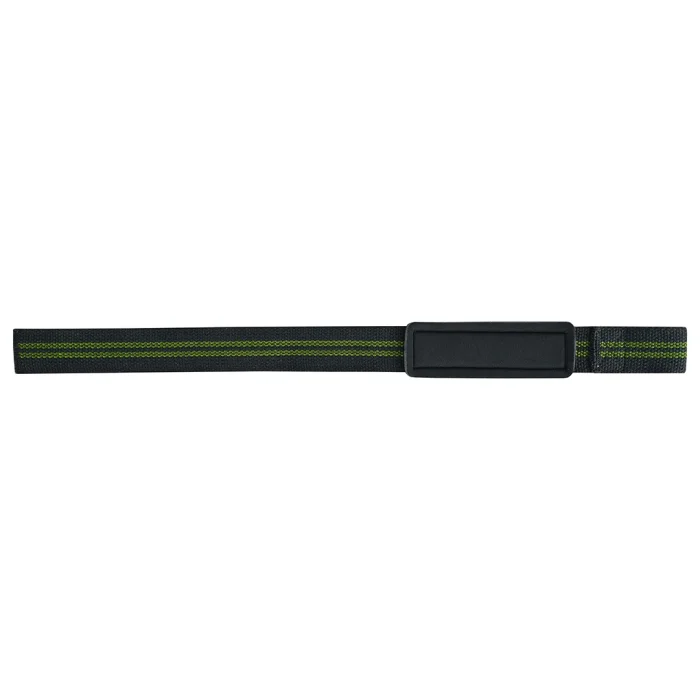 backside of green performance strap for weightlifting