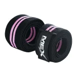Pink knee wraps for weightlifting support