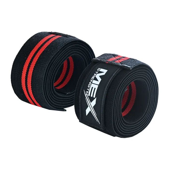 Red knee wraps for weightlifting support