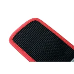detailed view of weightlifting quick release belt made of red nylon