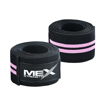Knee wraps for weightlifting in pink