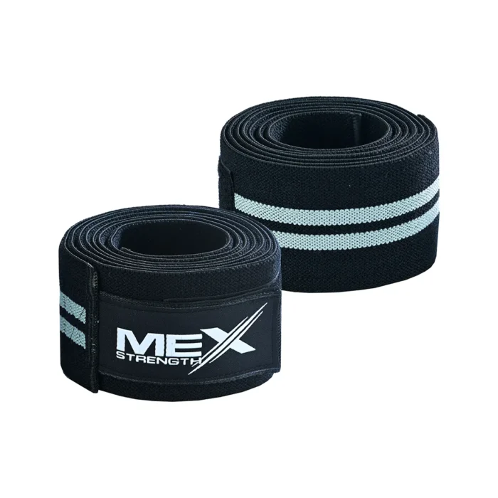 Grey weightlifting knee wraps