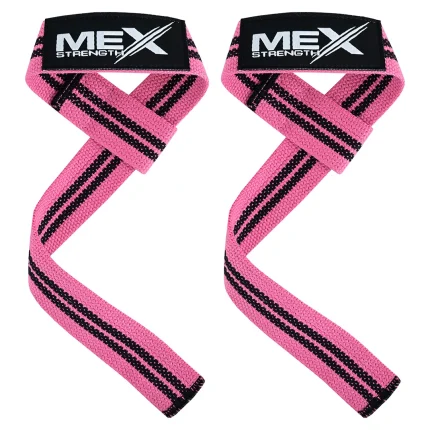 Mex Strength weightlifting straps with pink design