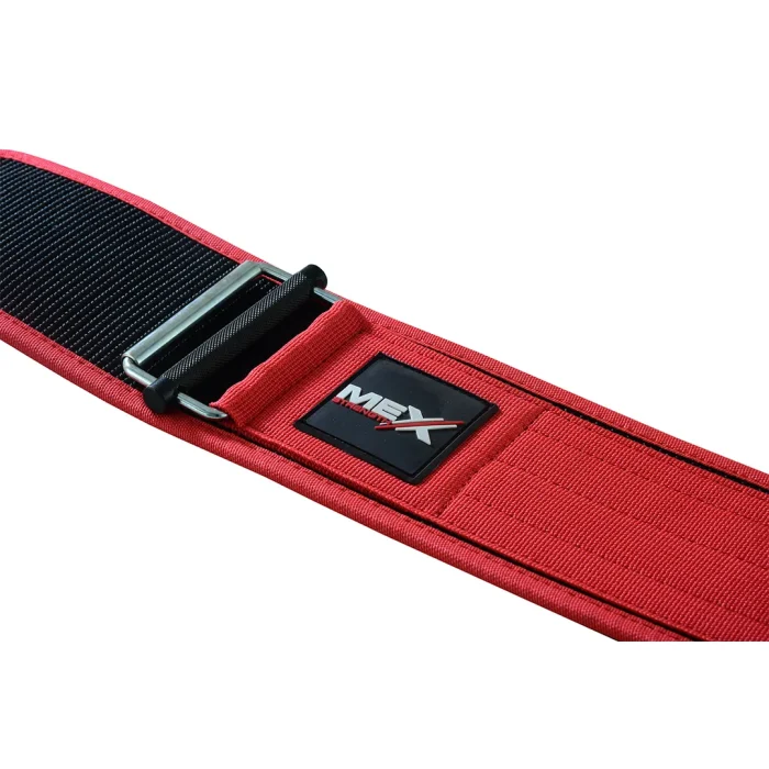 Quick release belt for weightlifting in red nylon