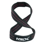 Mex Strength weightlifting straps with red figure 8 design