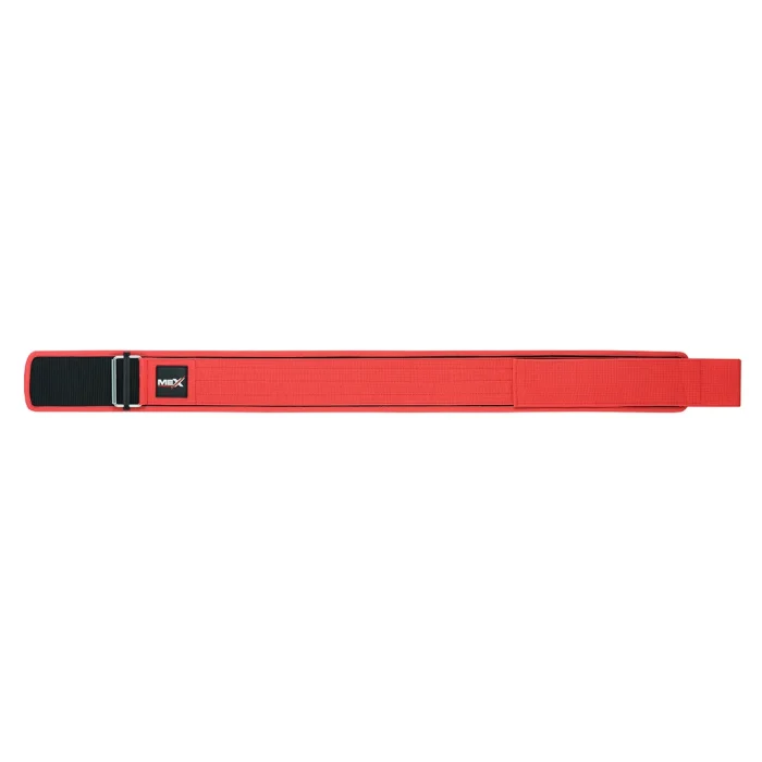 Red nylon belt for weightlifting with quick release buckle