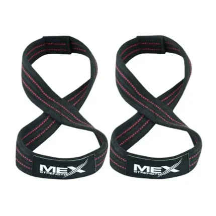 Mex Strength red figure 8 straps for weightlifting