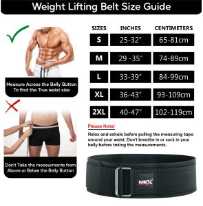 weightlifting nylon belt size guide