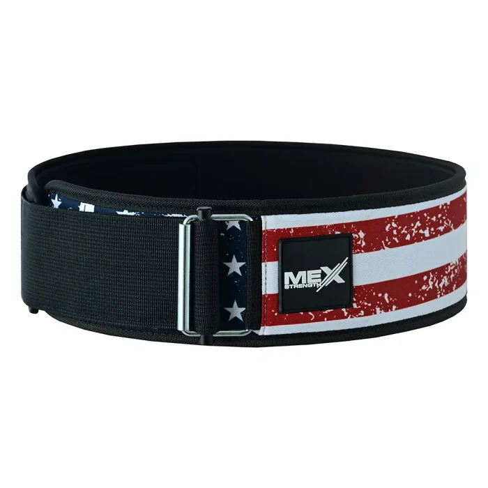 Mex Strength USA flag printed 4 inch neoprene weightlifting belt with self-locking feature