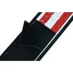 detailed view of weightlifting belt with USA flag print, 4 inch width and self-locking neoprene material