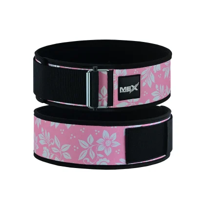 Mex Strength pink 4 inch neoprene weightlifting belt with self-locking feature