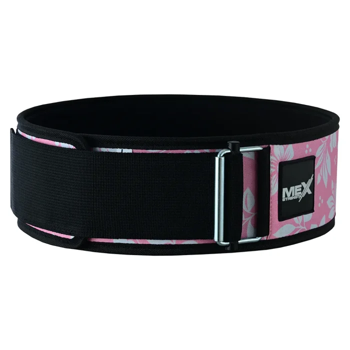 Weightlifting belt in pink color, 4 inch width and self-locking neoprene material