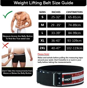 weightlifting usa flag printed belt size guide