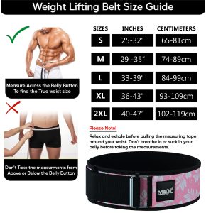 weightlifting women belt in pink color size guide