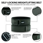 infographics of weightlifting belt in green with nylon material and quick release