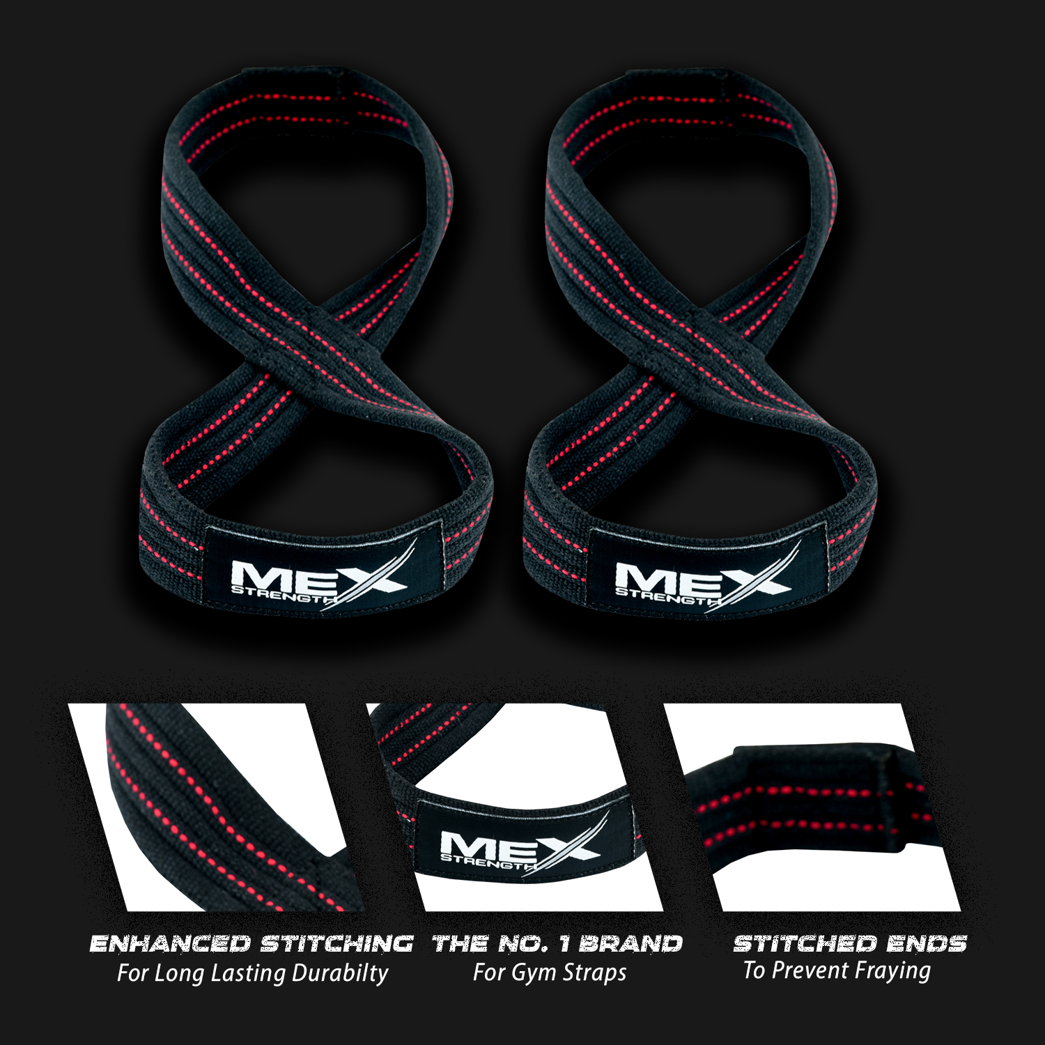 mexstrength figure 8 wrist straps for heavy lifting